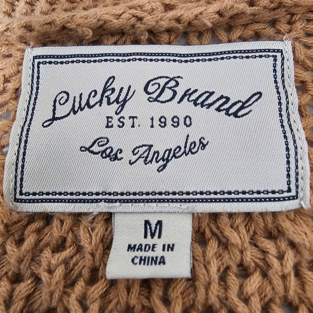 Lucky Brand Women’s M Camel Brown Open Knit Long Cardigan Duster Boho - Picture 6 of 8